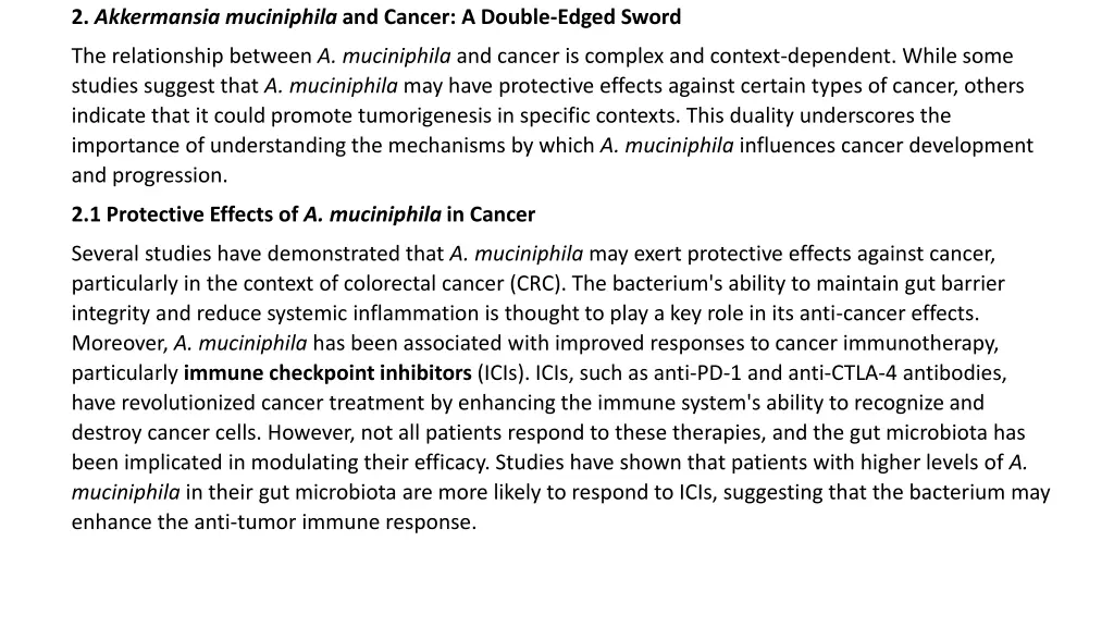 2 akkermansia muciniphila and cancer a double