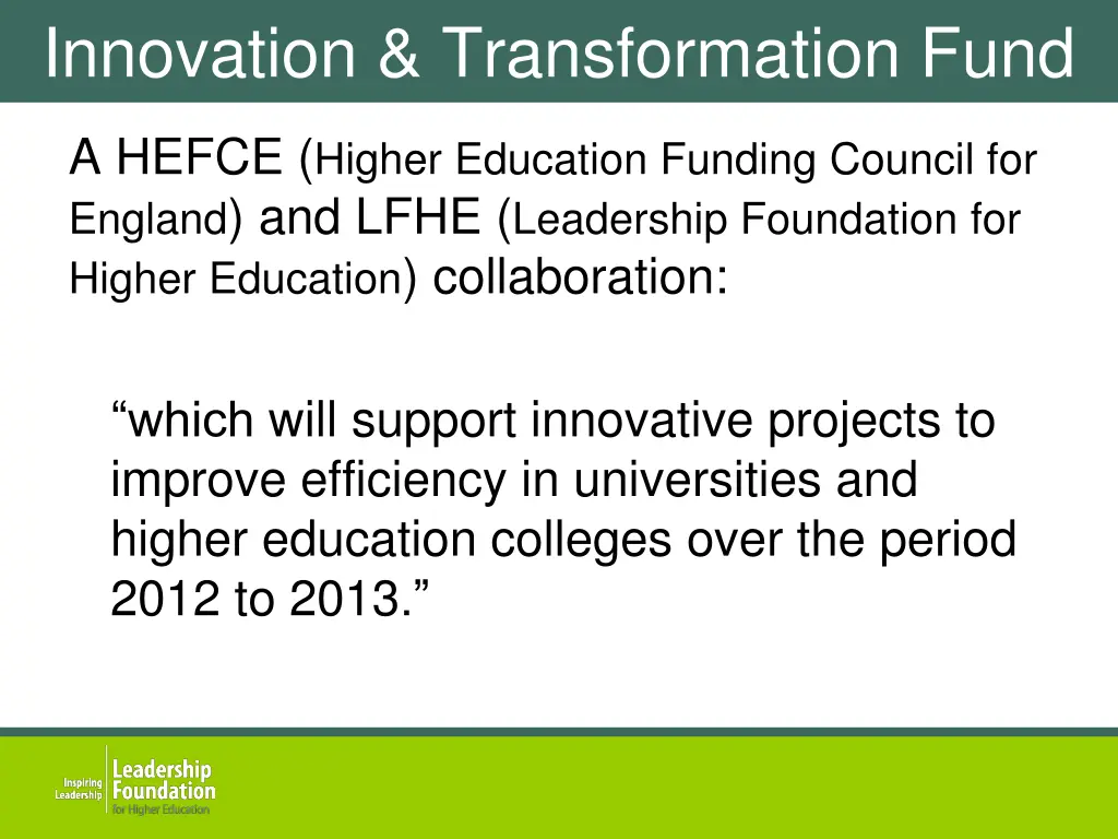 innovation transformation fund