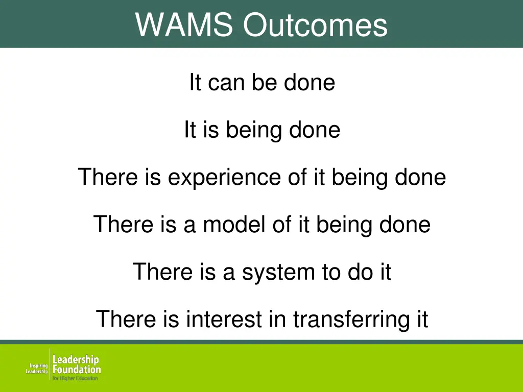 wams outcomes