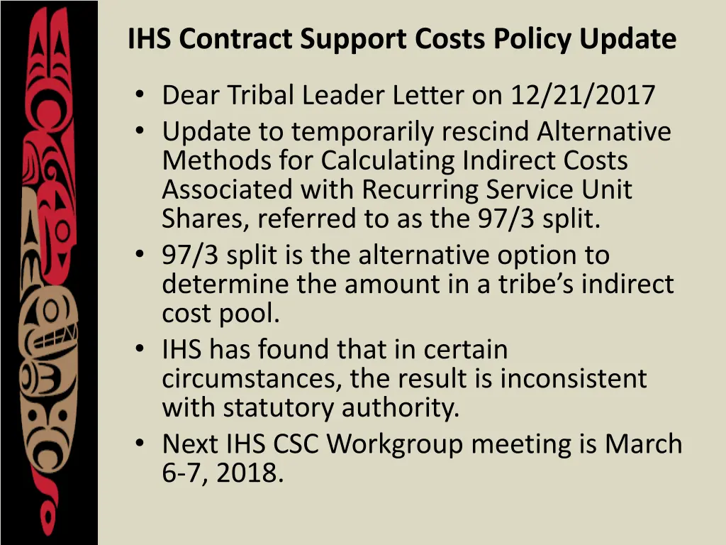 ihs contract support costs policy update dear