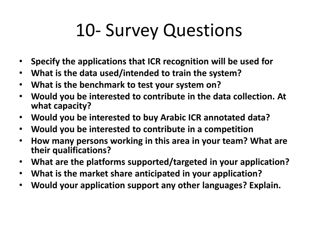 10 survey questions