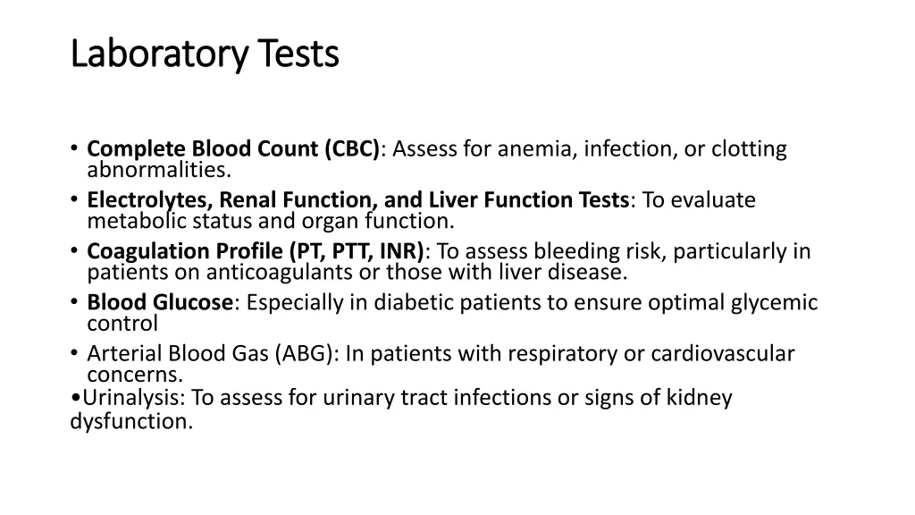 laboratory tests laboratory tests