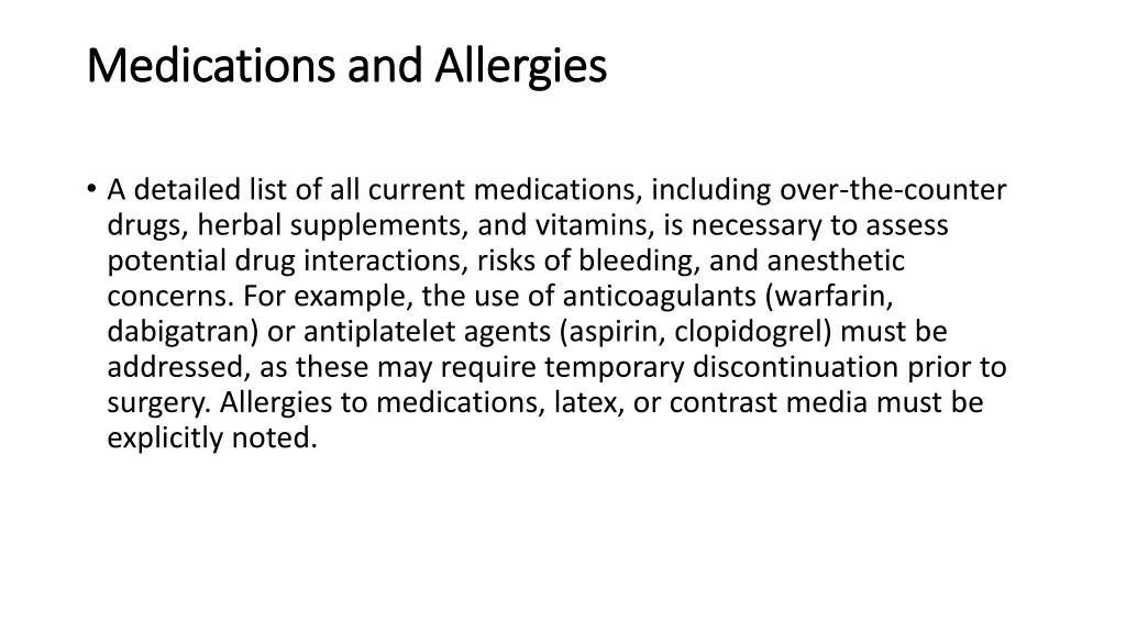 medications and allergies medications