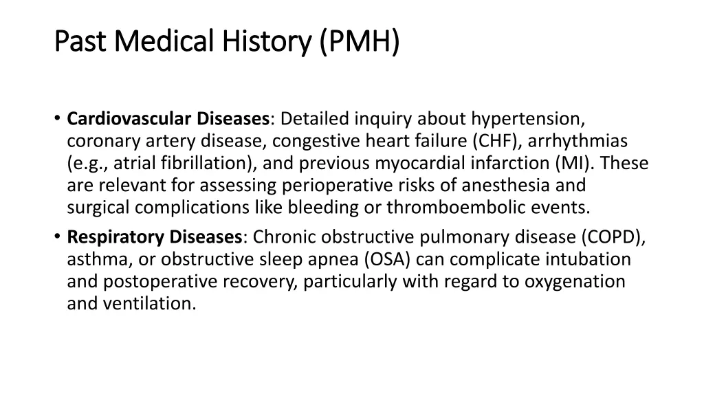 past medical history pmh past medical history pmh