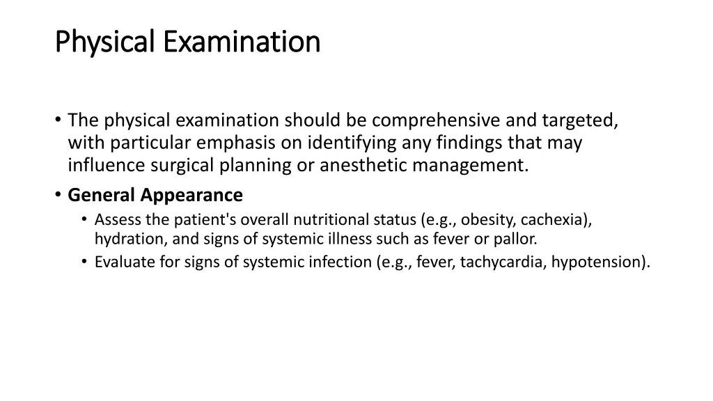 physical examination physical examination