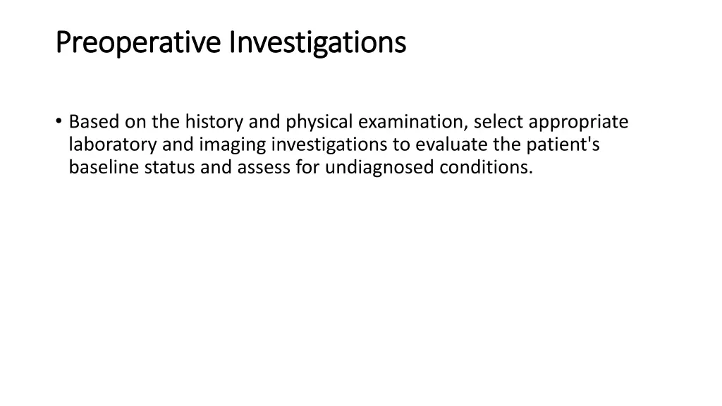 preoperative investigations preoperative