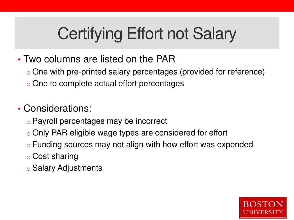 certifying effort not salary