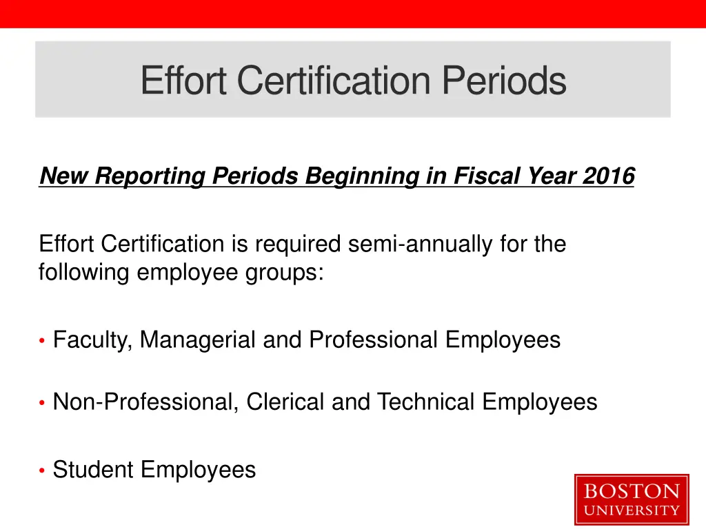 effort certification periods