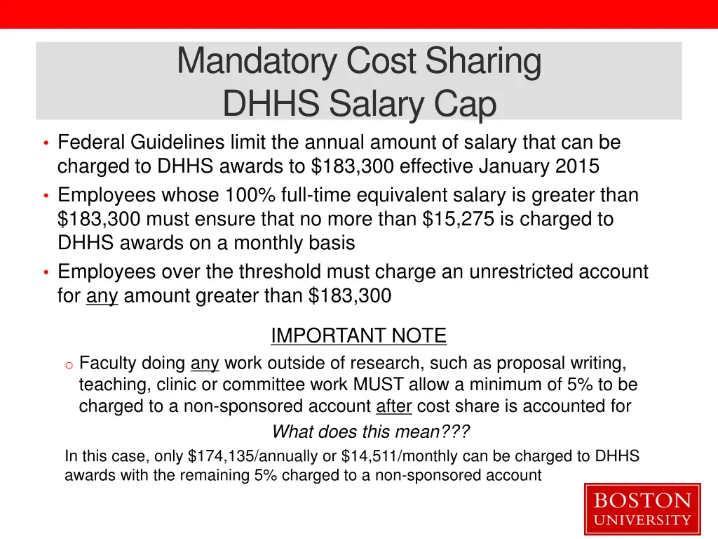 mandatory cost sharing dhhs salary cap federal