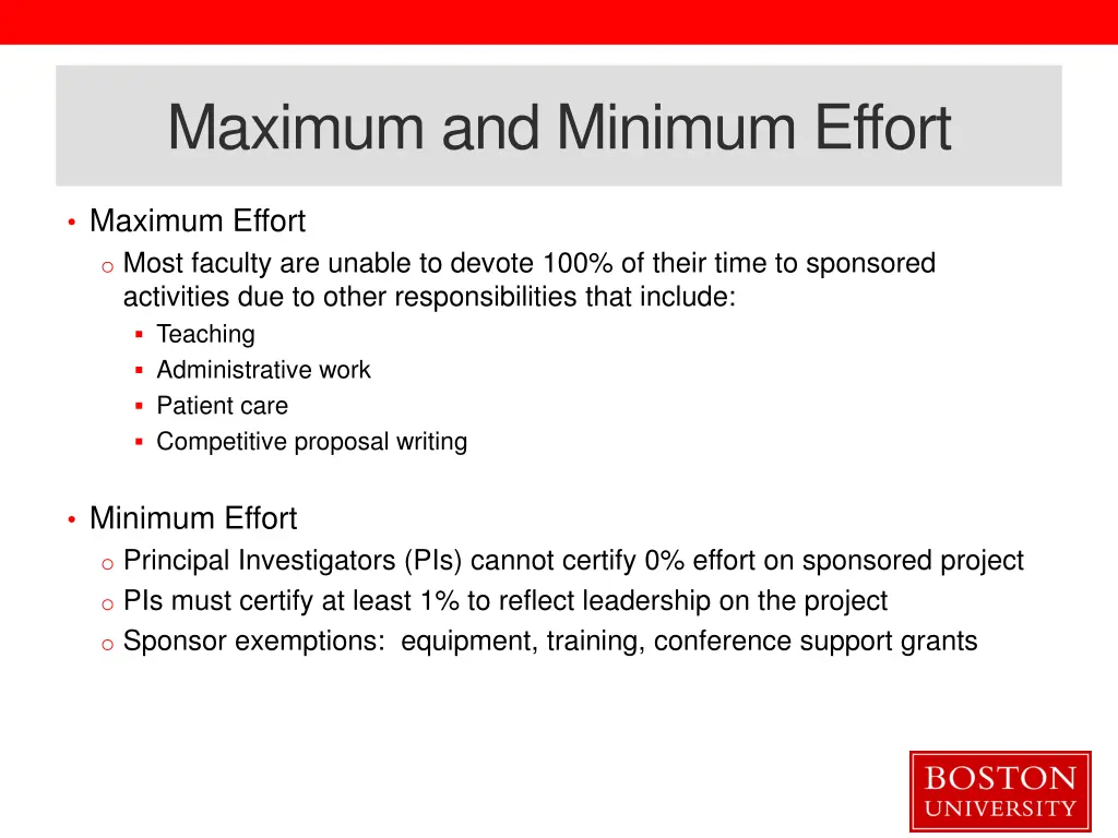 maximum and minimum effort