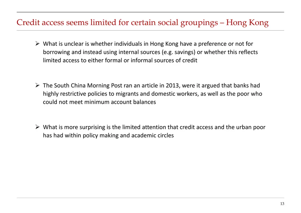 credit access seems limited for certain social