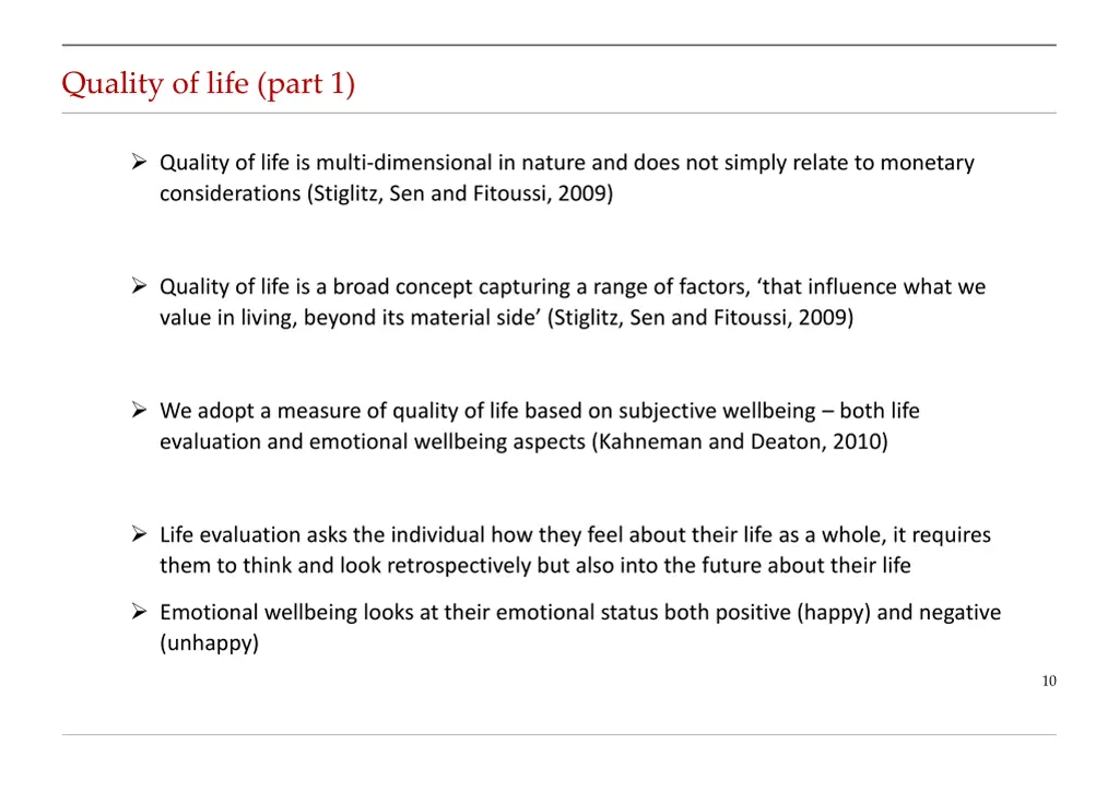 quality of life part 1