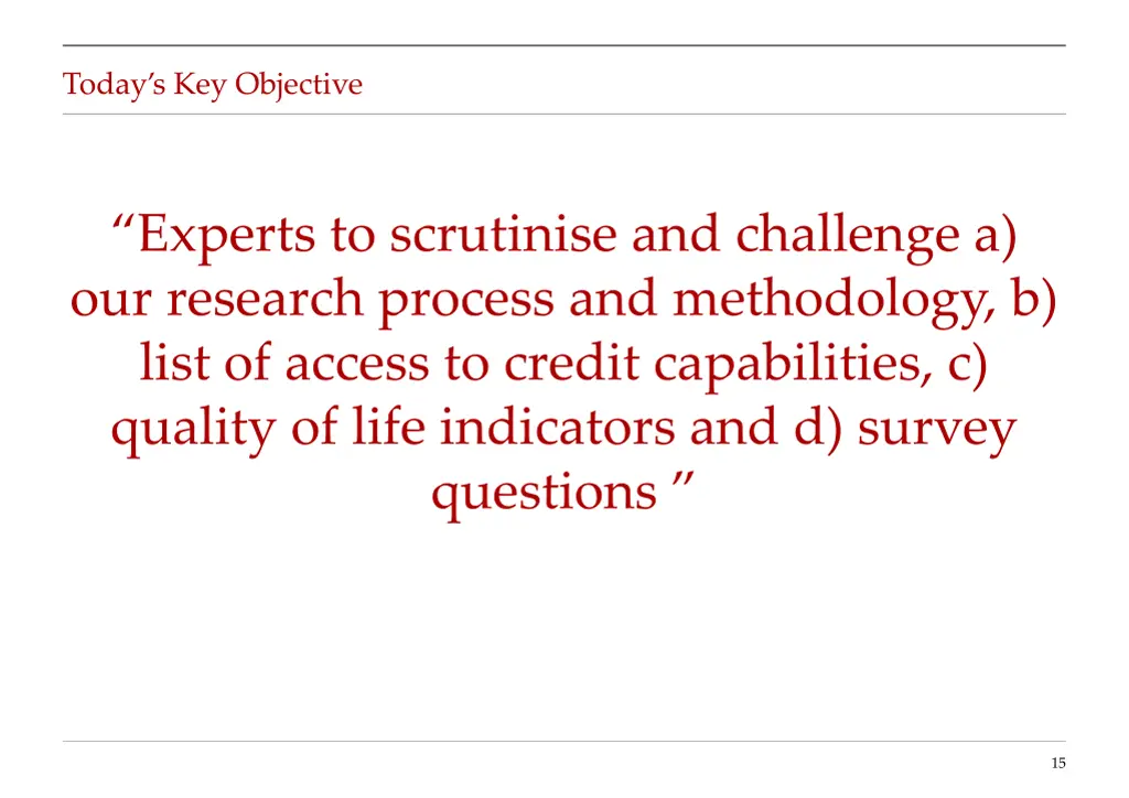 today s key objective