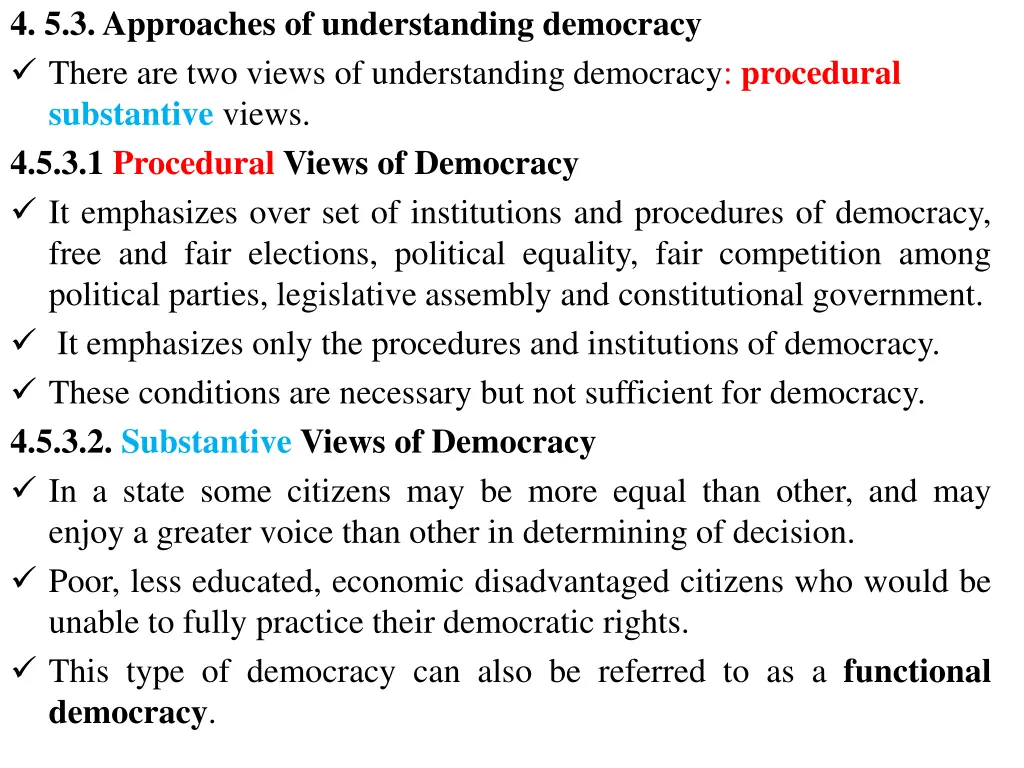 4 5 3 approaches of understanding democracy there