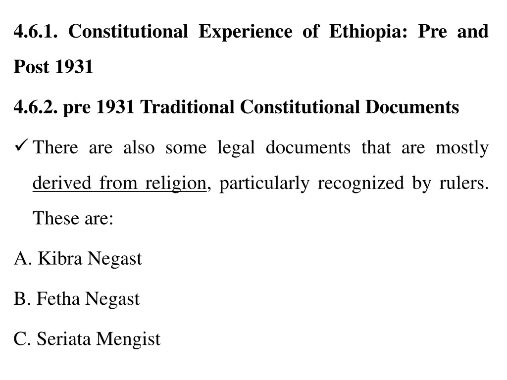 4 6 1 constitutional experience of ethiopia