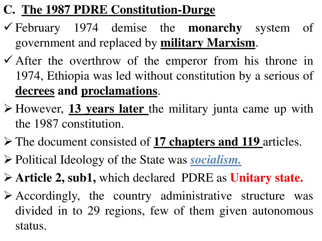 c the 1987 pdre constitution durge february 1974