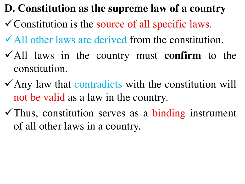 d constitution as the supreme law of a country