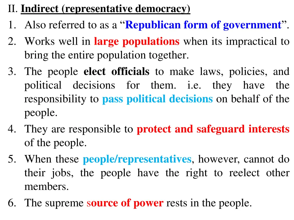 ii indirect representative democracy 1 also