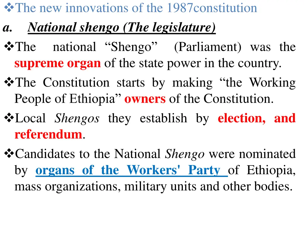 the new innovations of the 1987constitution