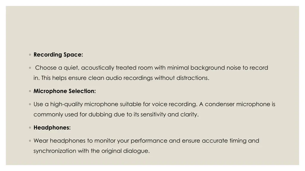 recording space