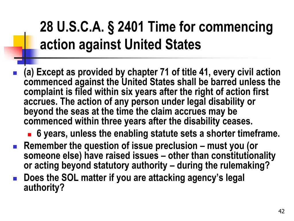 28 u s c a 2401 time for commencing action