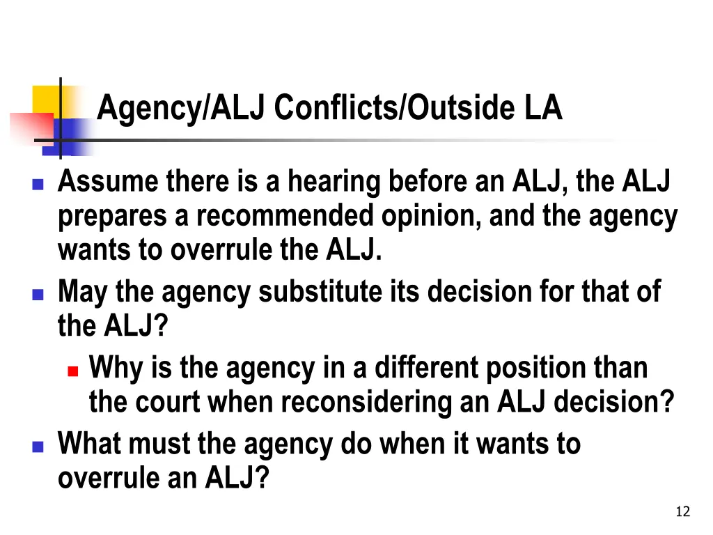 agency alj conflicts outside la