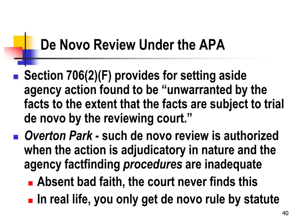 de novo review under the apa