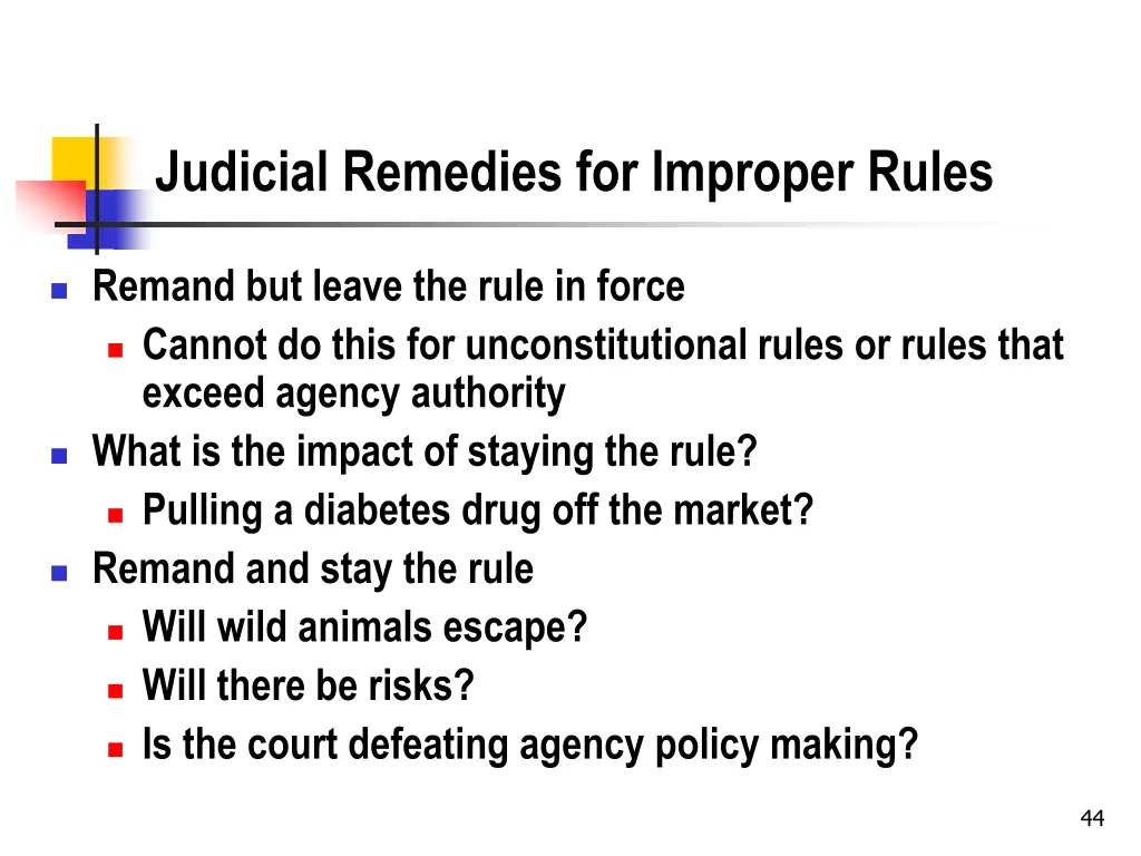 judicial remedies for improper rules