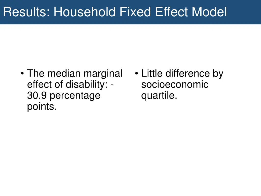 results household fixed effect model