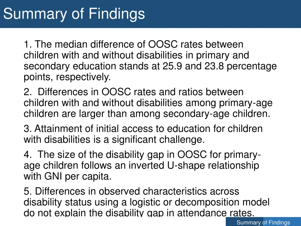 summary of findings