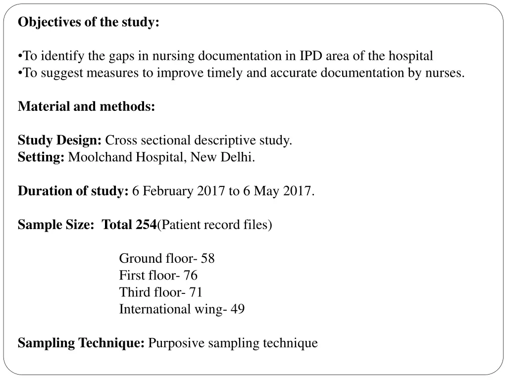 objectives of the study