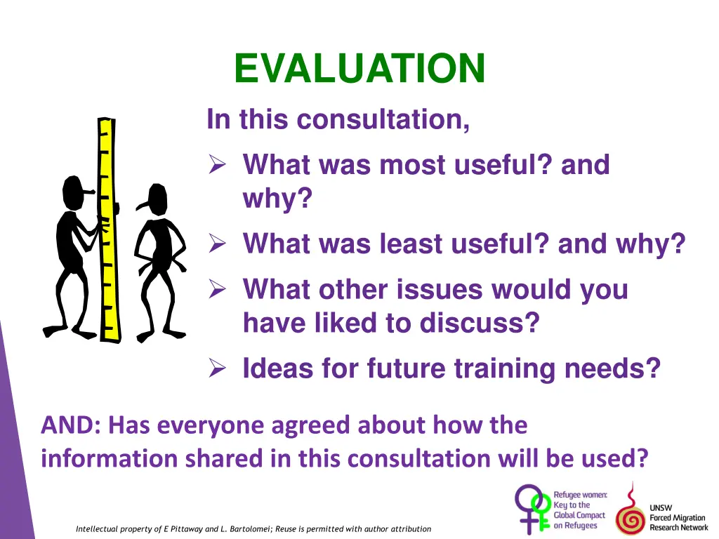 evaluation in this consultation what was most