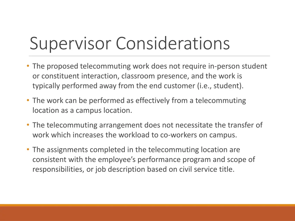supervisor considerations