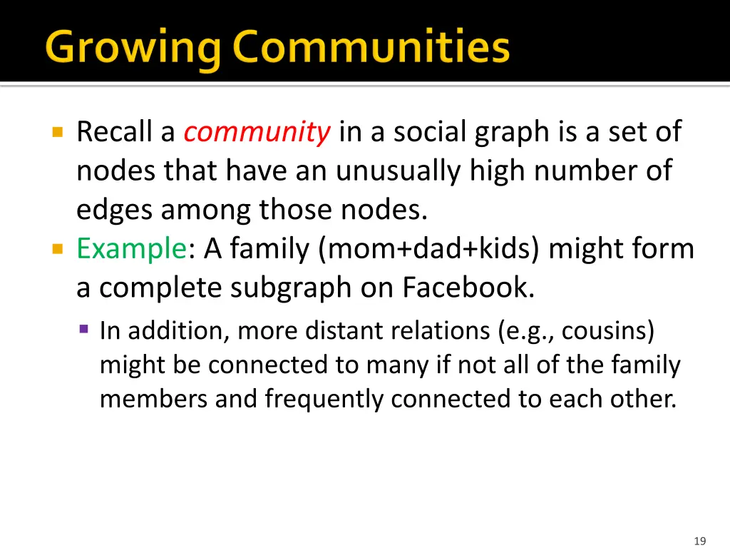 recall a community in a social graph