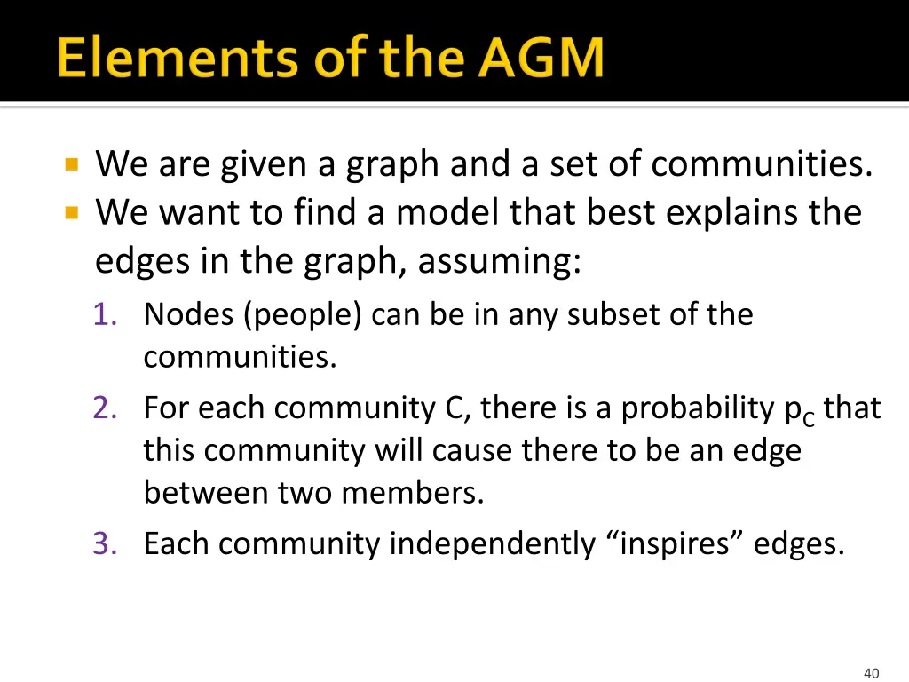 we are given a graph and a set of communities