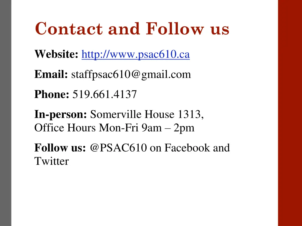contact and follow us
