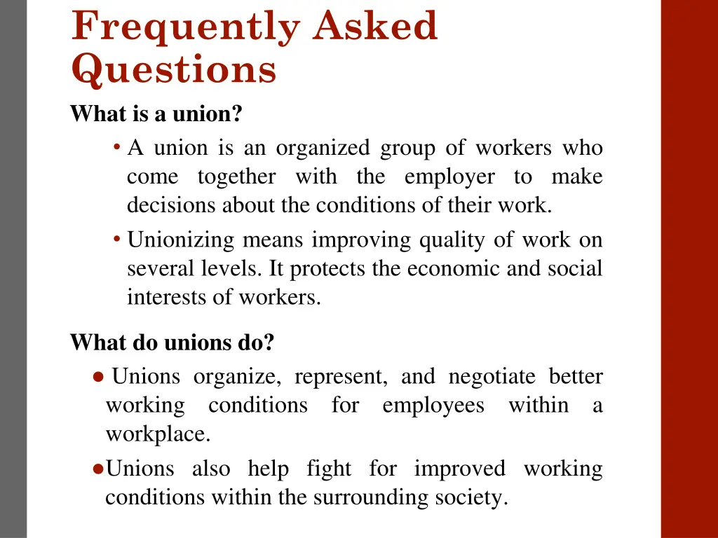 frequently asked questions what is a union