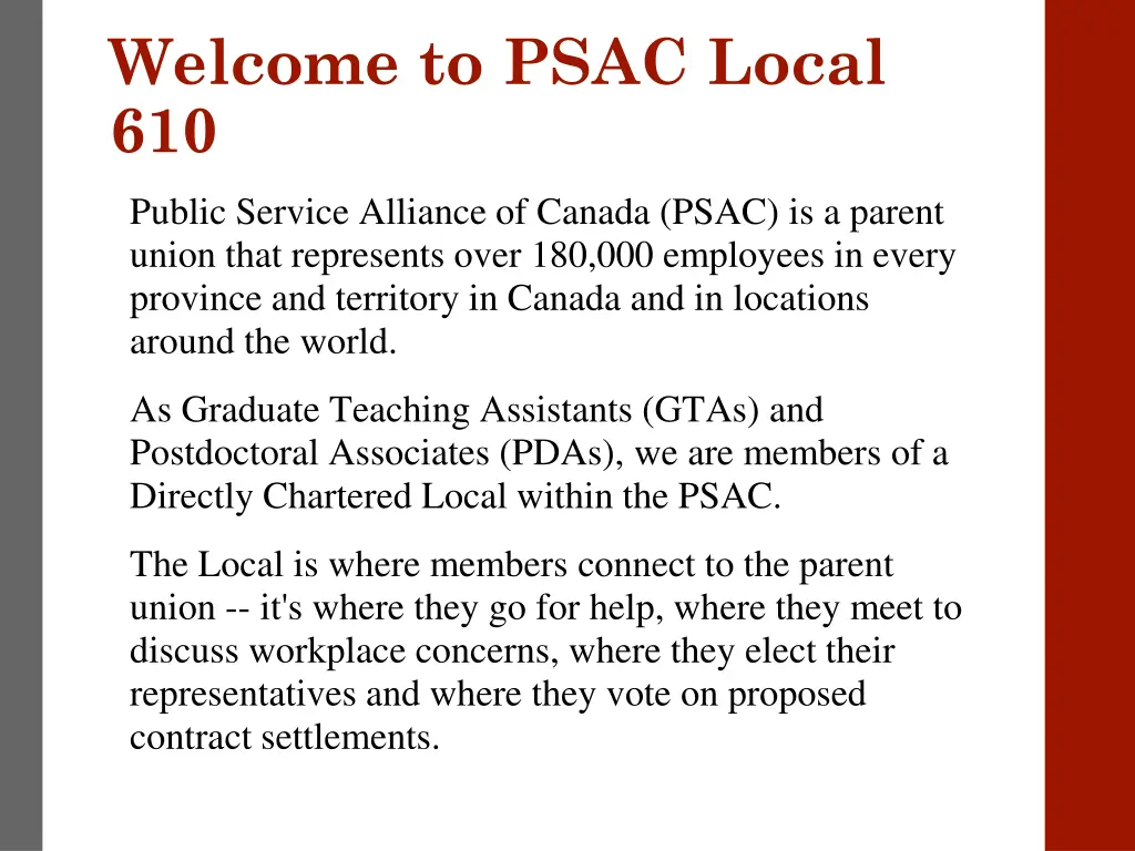 welcome to psac local 610