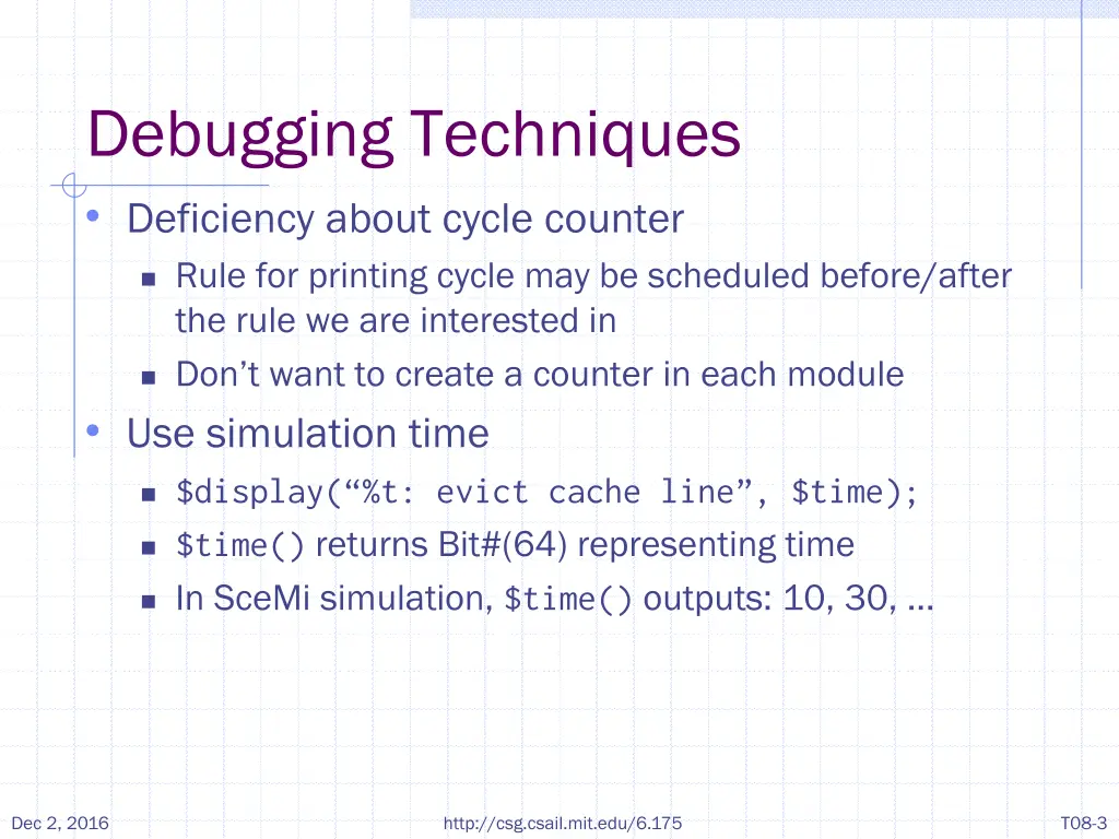 debugging techniques deficiency about cycle