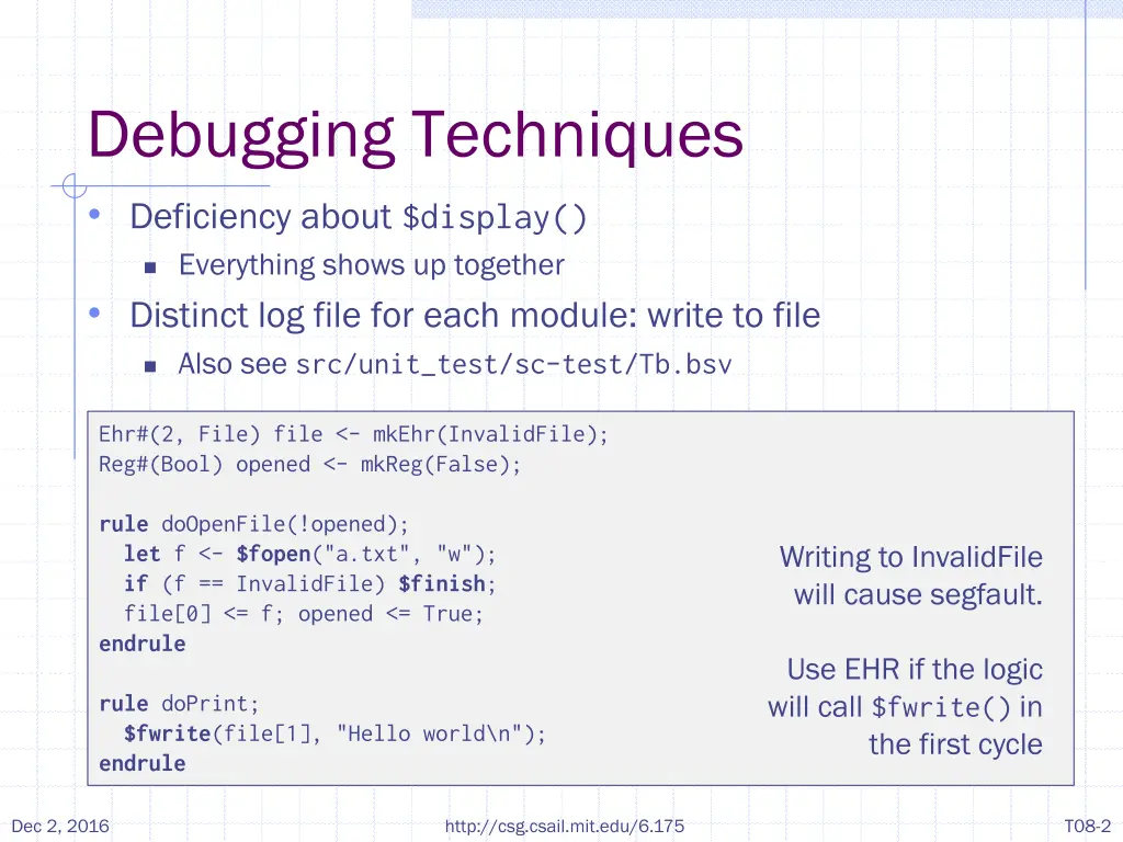 debugging techniques deficiency about display