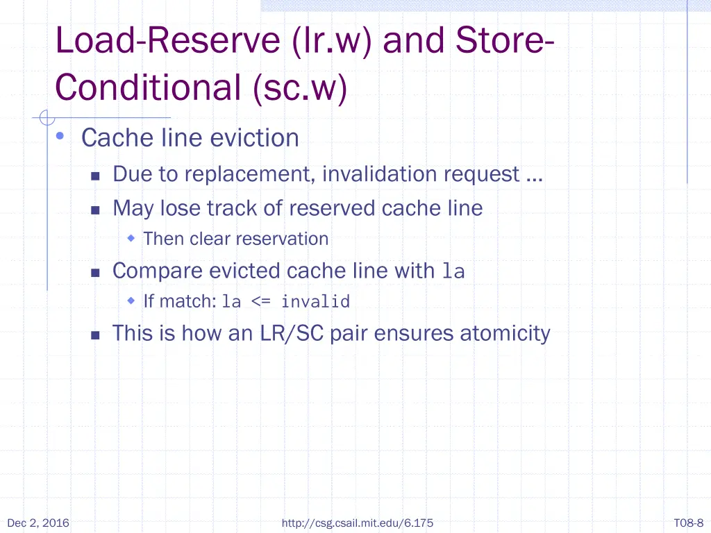 load reserve lr w and store conditional 1
