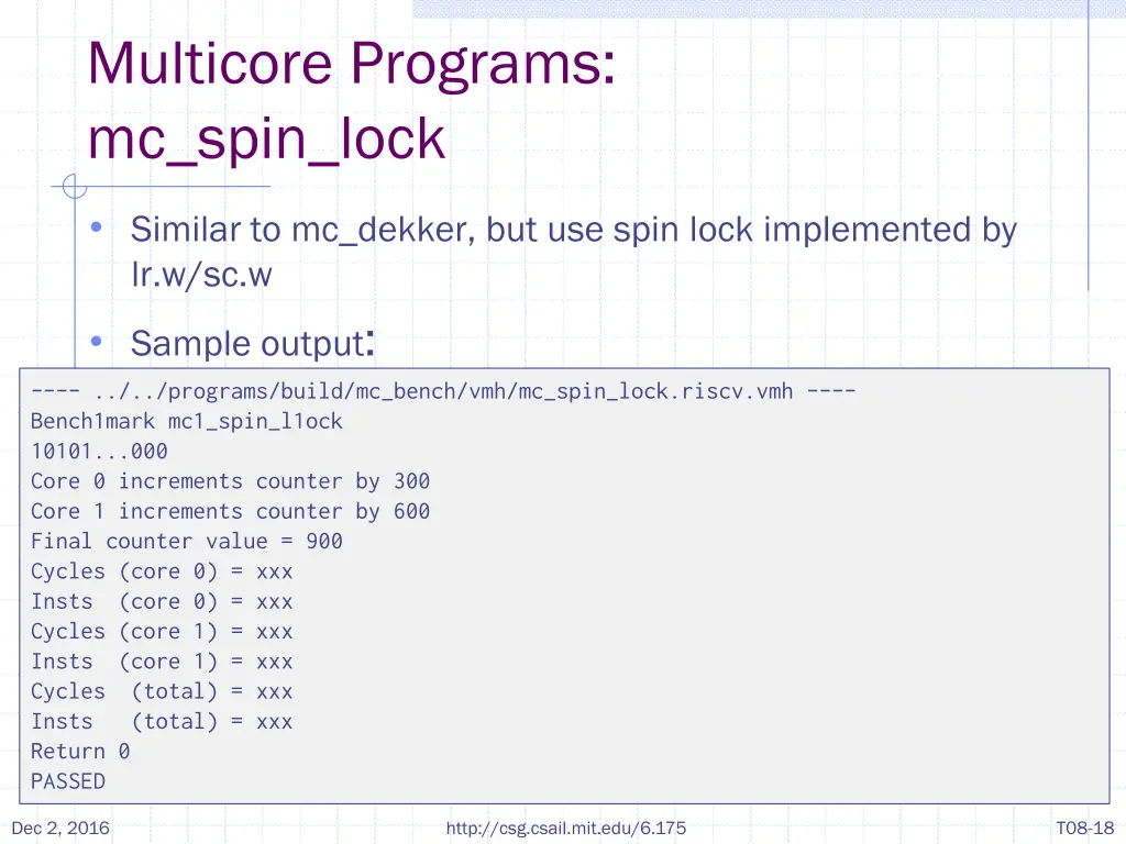 multicore programs mc spin lock