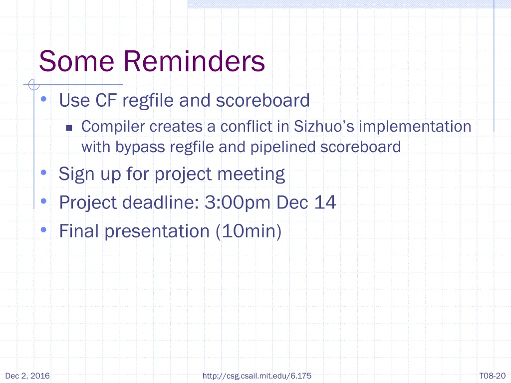 some reminders use cf regfile and scoreboard