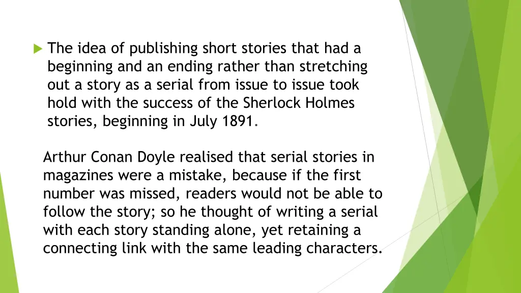 the idea of publishing short stories that
