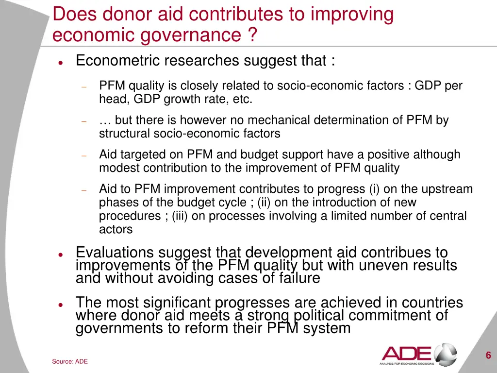 does donor aid contributes to improving economic