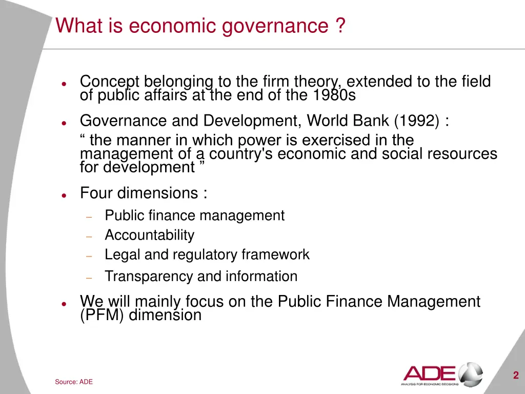 what is economic governance