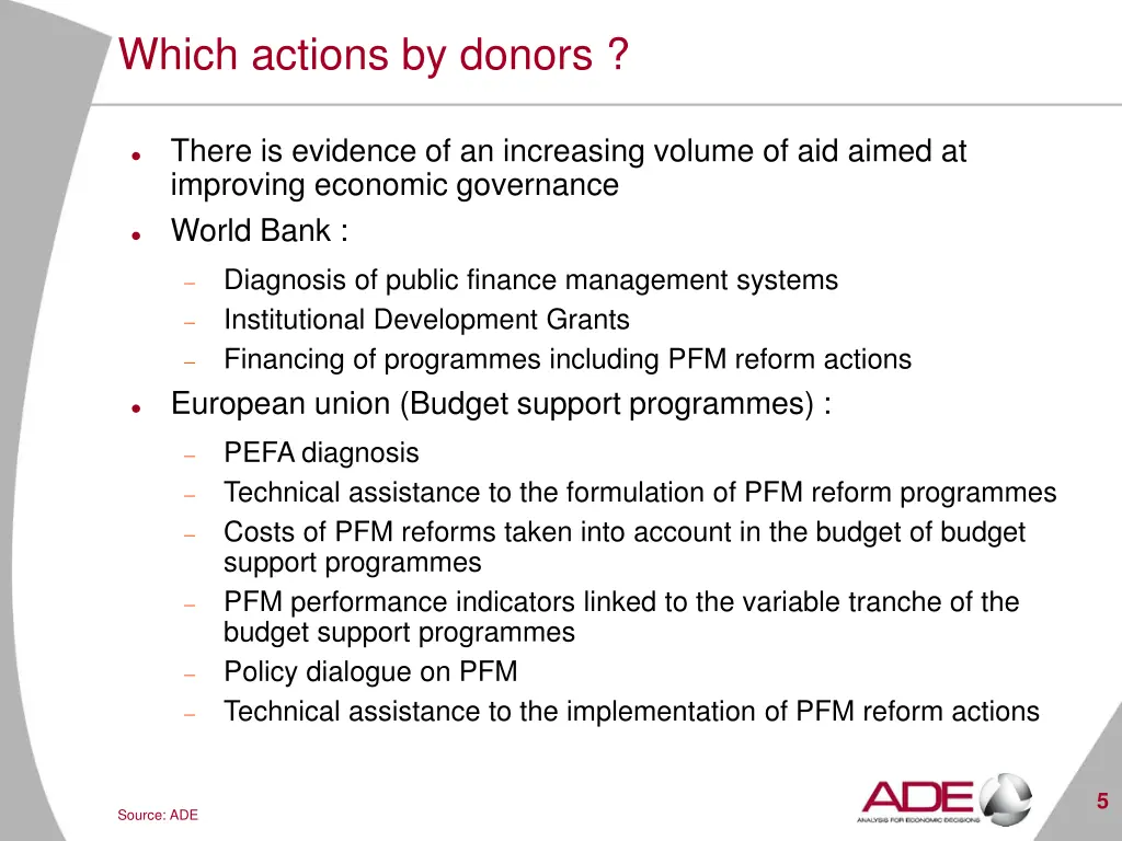 which actions by donors
