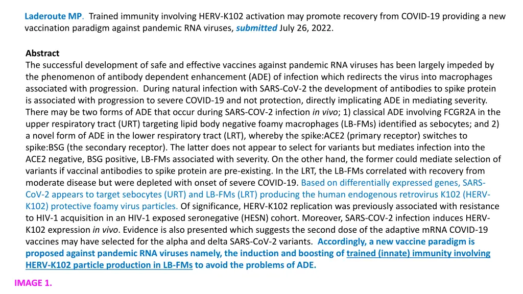 laderoute mp trained immunity involving herv k102