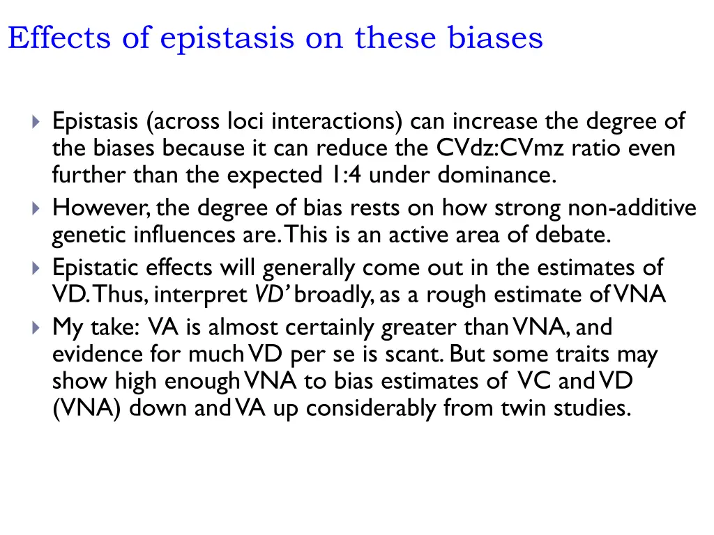 effects of epistasis on these biases
