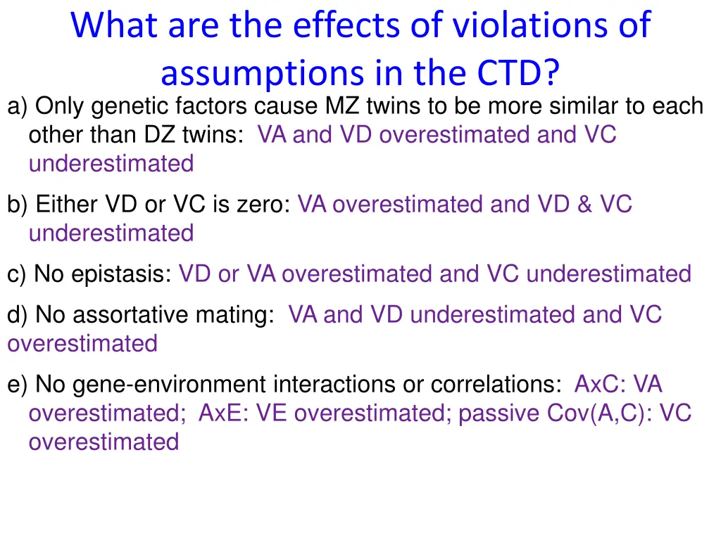 what are the effects of violations of assumptions